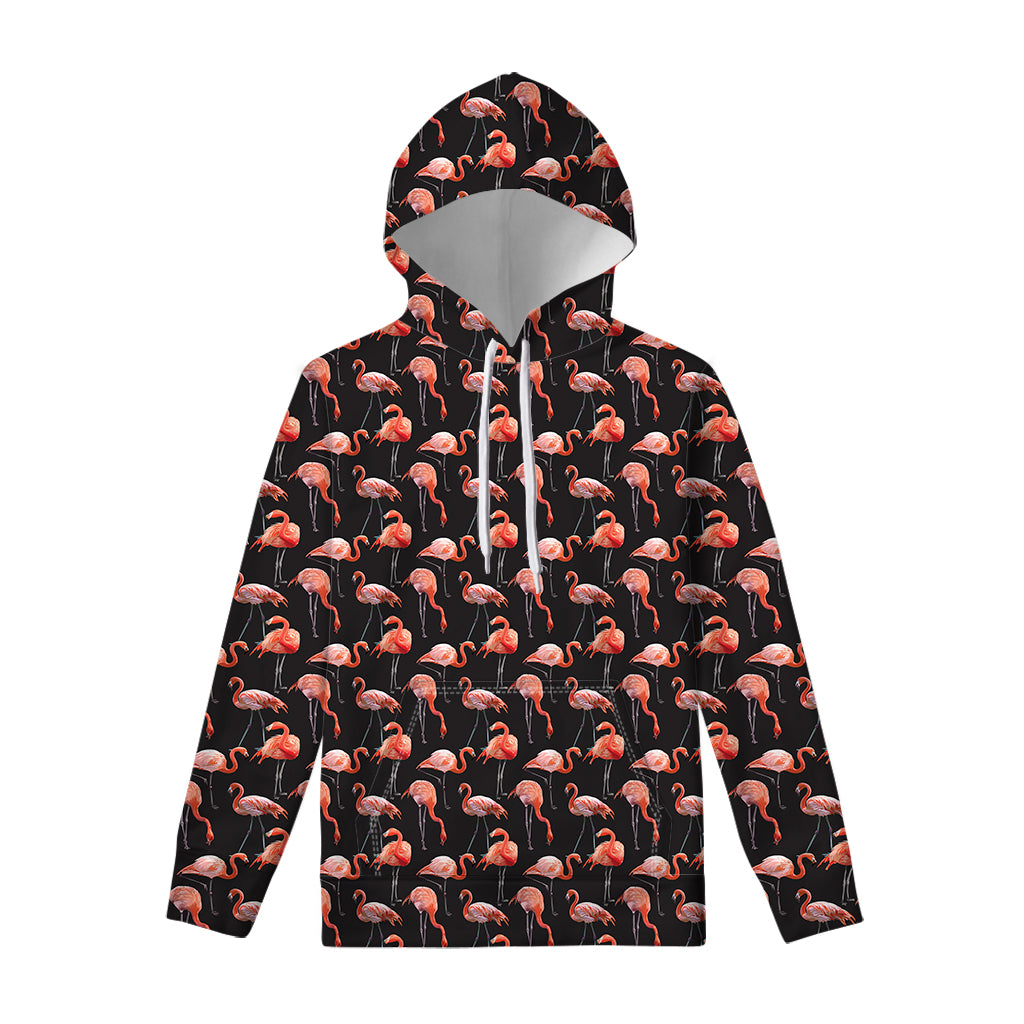 Watercolor Flamingo Pattern Print Pullover Hoodie