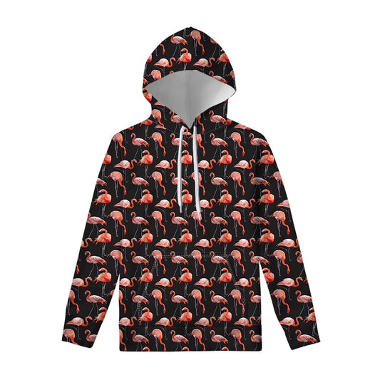 Watercolor Flamingo Pattern Print Pullover Hoodie