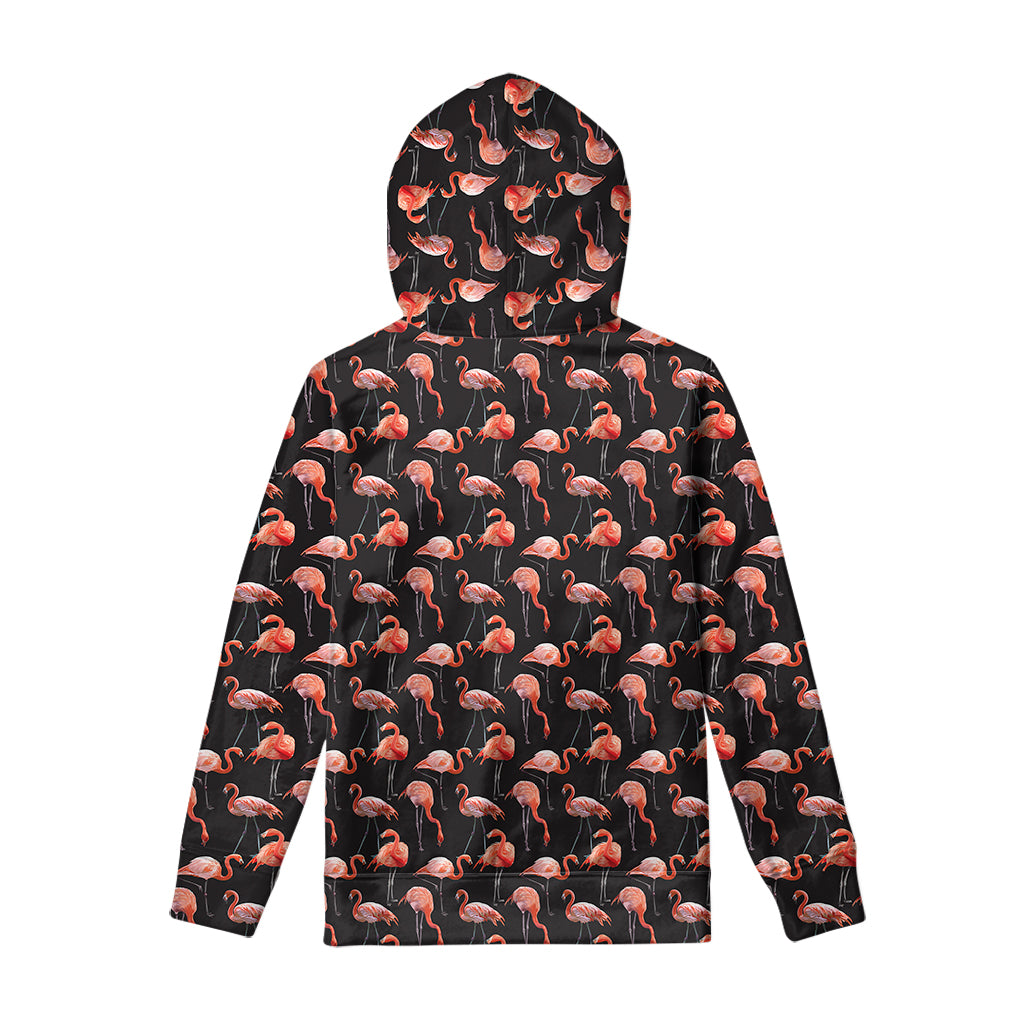 Watercolor Flamingo Pattern Print Pullover Hoodie