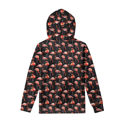 Watercolor Flamingo Pattern Print Pullover Hoodie