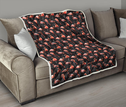 Watercolor Flamingo Pattern Print Quilt