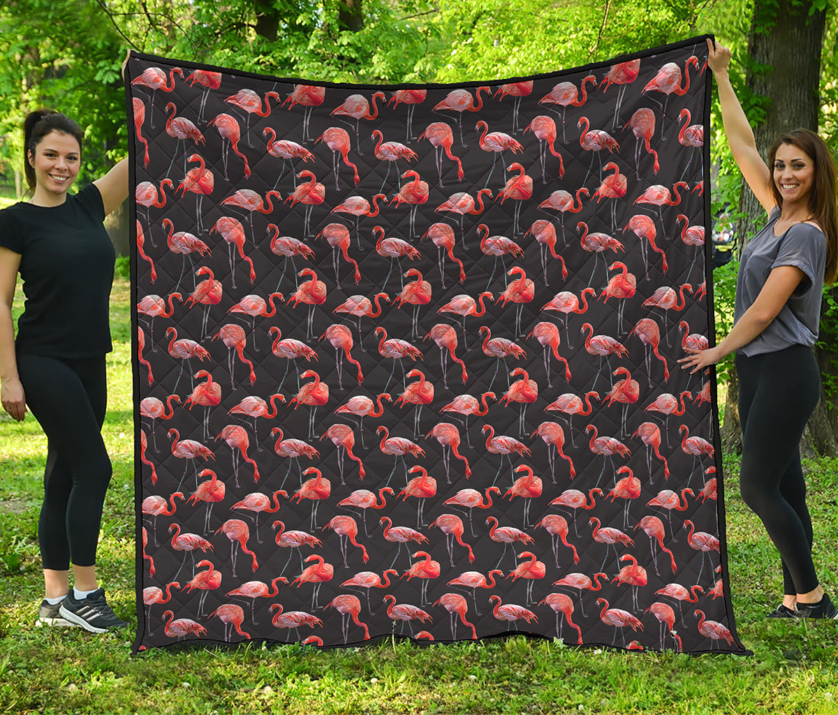 Watercolor Flamingo Pattern Print Quilt