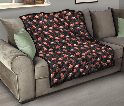 Watercolor Flamingo Pattern Print Quilt