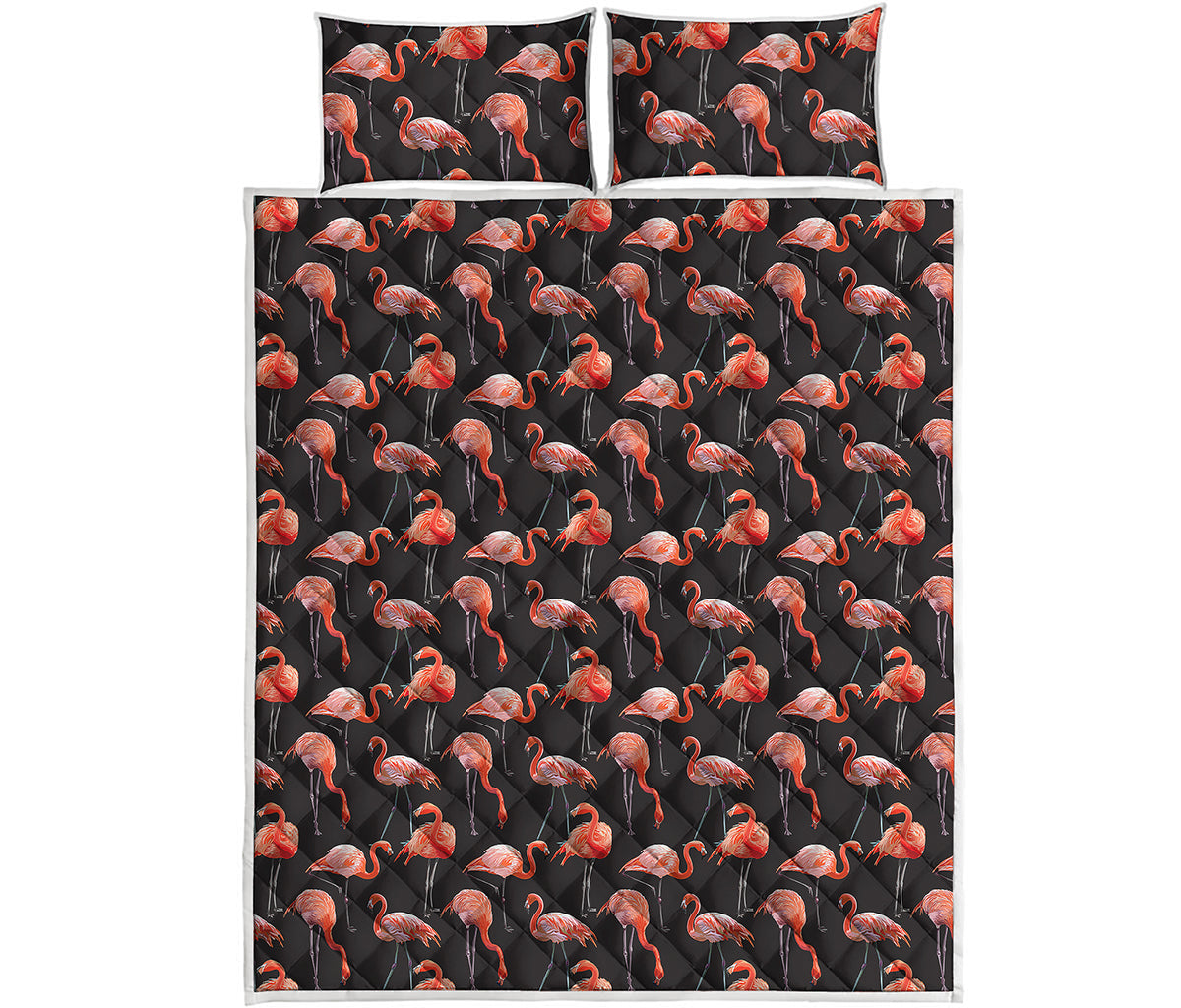 Watercolor Flamingo Pattern Print Quilt Bed Set