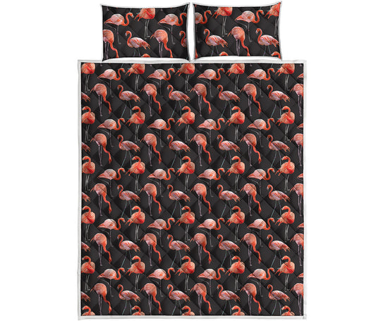 Watercolor Flamingo Pattern Print Quilt Bed Set