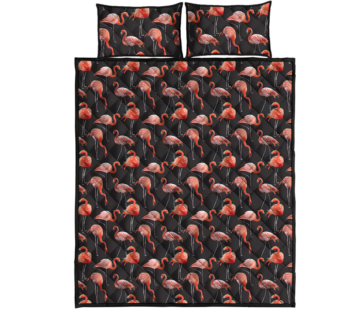 Watercolor Flamingo Pattern Print Quilt Bed Set