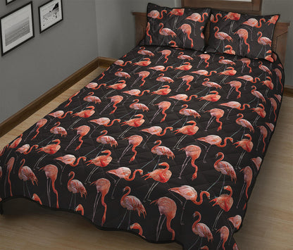 Watercolor Flamingo Pattern Print Quilt Bed Set