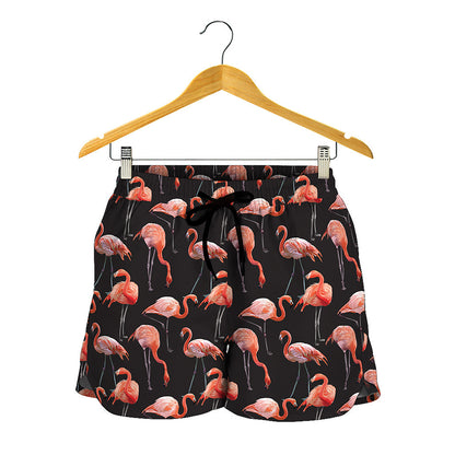Watercolor Flamingo Pattern Print Women's Shorts