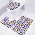 Watercolor Frangipani Flower Print 3 Piece Bath Mat Set