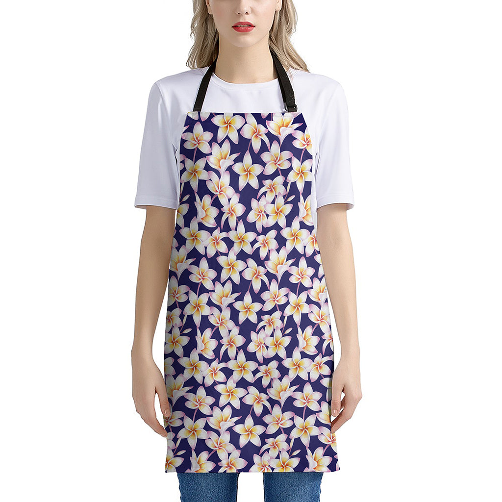 Watercolor Frangipani Flower Print Apron