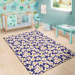 Watercolor Frangipani Flower Print Area Rug