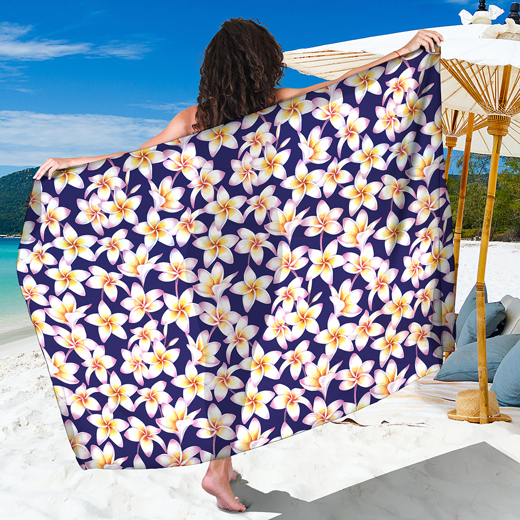 Watercolor Frangipani Flower Print Beach Sarong Wrap
