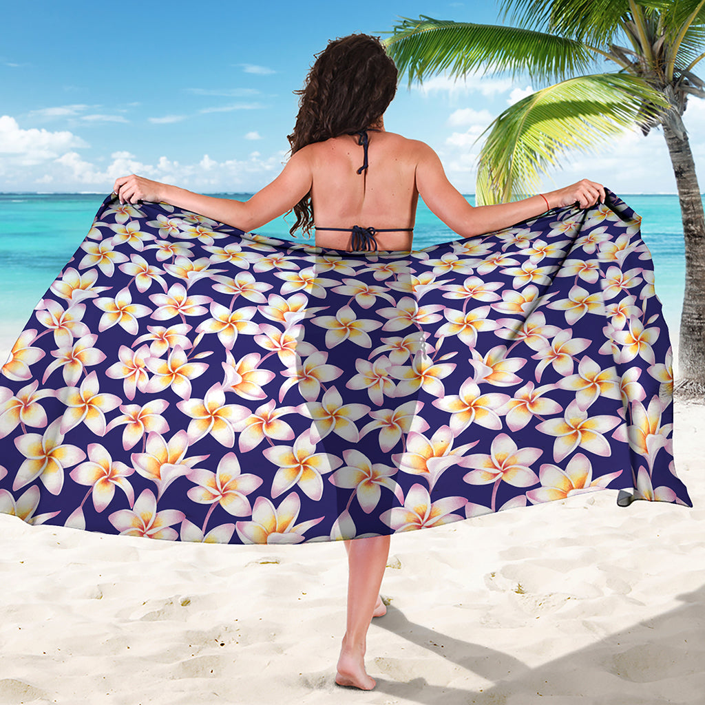 Watercolor Frangipani Flower Print Beach Sarong Wrap