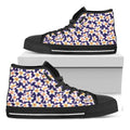 Watercolor Frangipani Flower Print Black High Top Sneakers