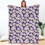 Watercolor Frangipani Flower Print Blanket