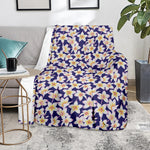 Watercolor Frangipani Flower Print Blanket