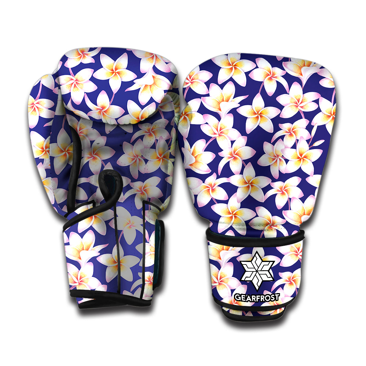 Watercolor Frangipani Flower Print Boxing Gloves
