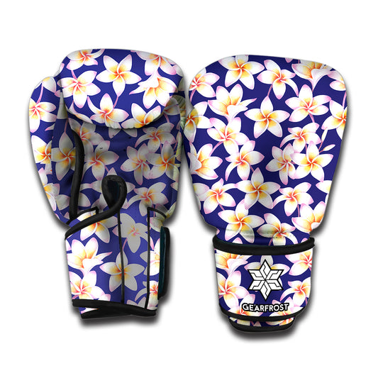 Watercolor Frangipani Flower Print Boxing Gloves