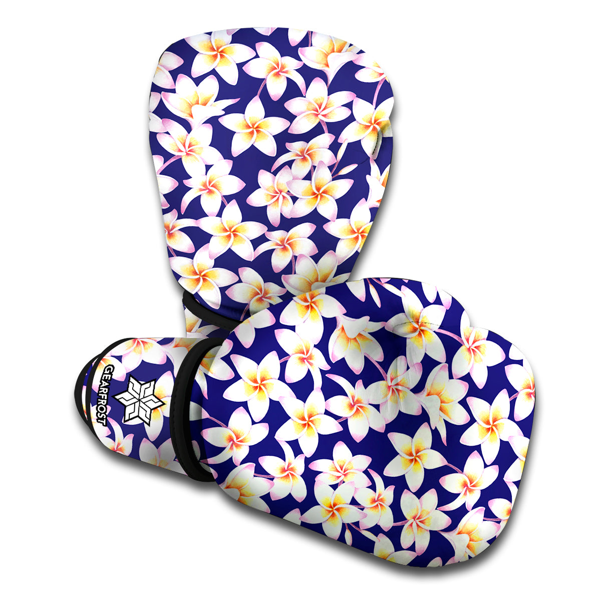 Watercolor Frangipani Flower Print Boxing Gloves