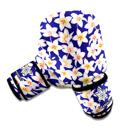 Watercolor Frangipani Flower Print Boxing Gloves