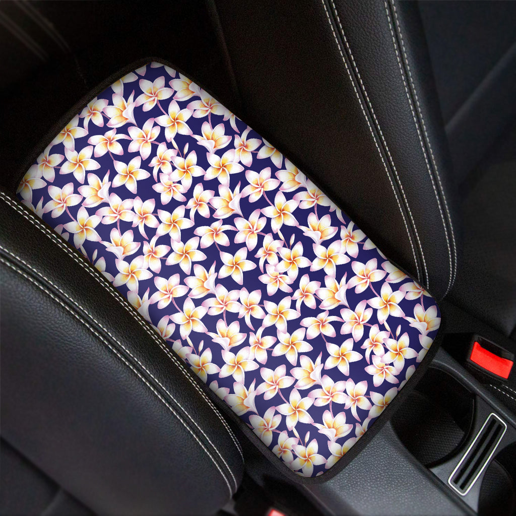 Watercolor Frangipani Flower Print Car Center Console Cover