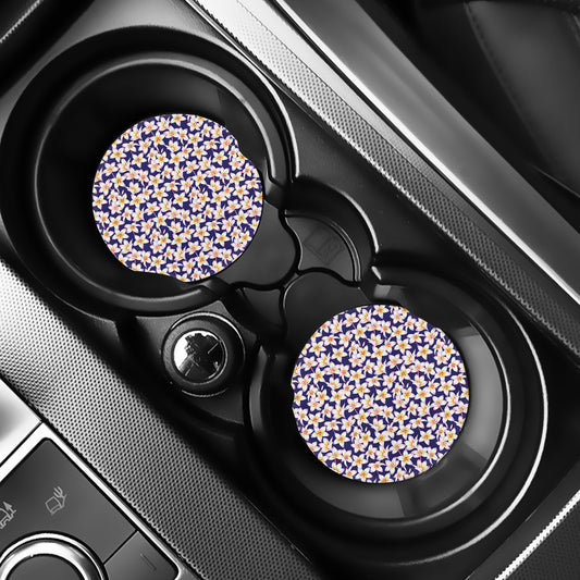 Watercolor Frangipani Flower Print Car Coasters