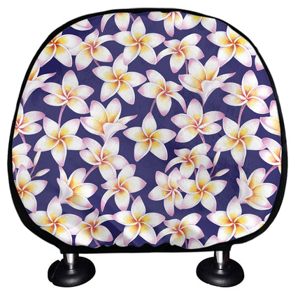 Watercolor Frangipani Flower Print Car Headrest Covers