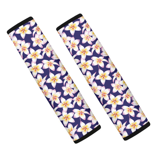 Watercolor Frangipani Flower Print Car Seat Belt Covers