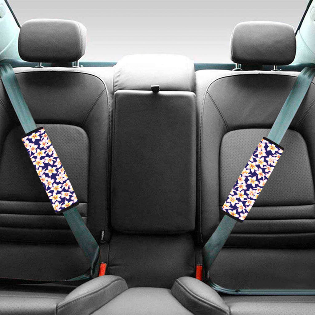 Watercolor Frangipani Flower Print Car Seat Belt Covers