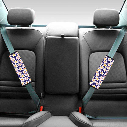Watercolor Frangipani Flower Print Car Seat Belt Covers