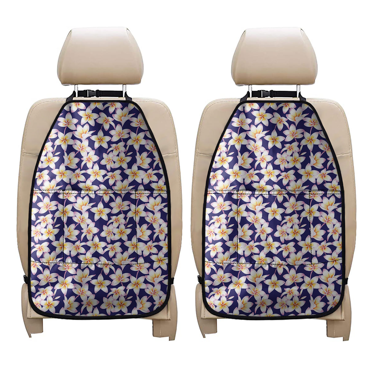Watercolor Frangipani Flower Print Car Seat Organizers