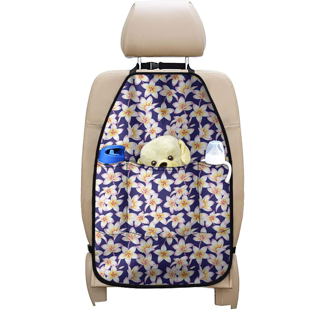 Watercolor Frangipani Flower Print Car Seat Organizers