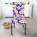 Watercolor Frangipani Flower Print Dining Chair Slipcover