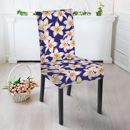 Watercolor Frangipani Flower Print Dining Chair Slipcover