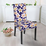 Watercolor Frangipani Flower Print Dining Chair Slipcover