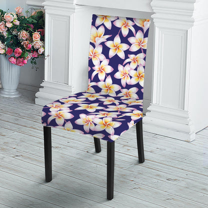 Watercolor Frangipani Flower Print Dining Chair Slipcover
