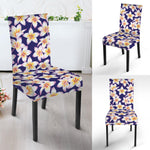 Watercolor Frangipani Flower Print Dining Chair Slipcover