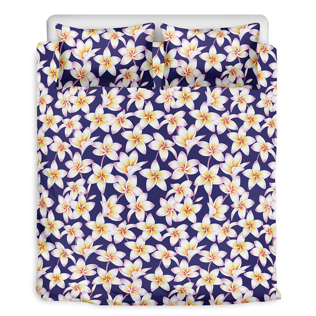 Watercolor Frangipani Flower Print Duvet Cover Bedding Set