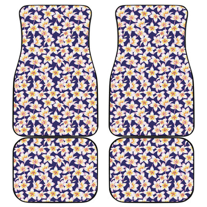Watercolor Frangipani Flower Print Front and Back Car Floor Mats