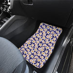 Watercolor Frangipani Flower Print Front and Back Car Floor Mats