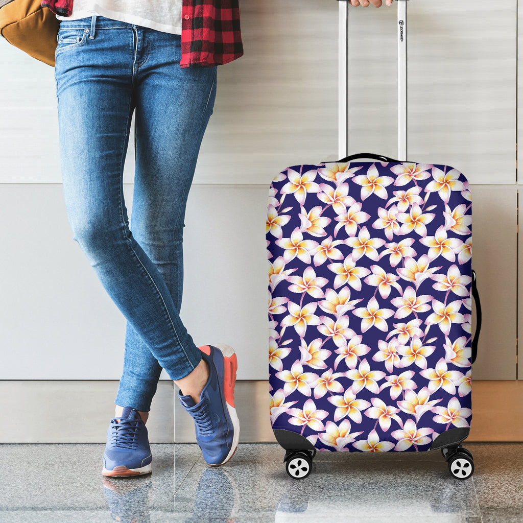 Watercolor Frangipani Flower Print Luggage Cover