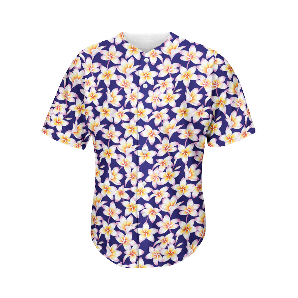 Watercolor Frangipani Flower Print Men's Baseball Jersey