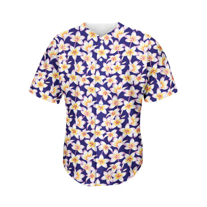 Watercolor Frangipani Flower Print Men's Baseball Jersey
