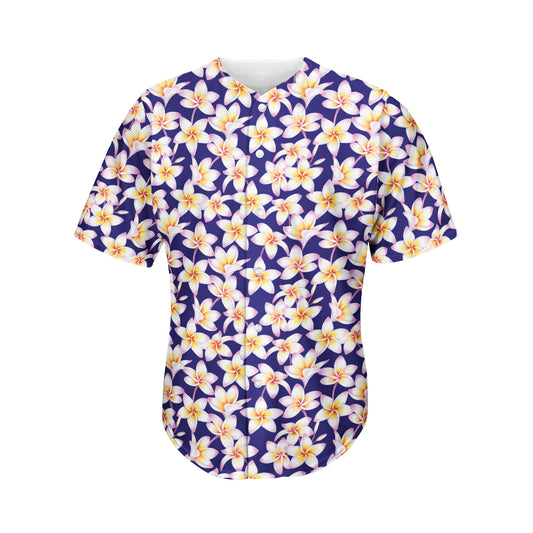Watercolor Frangipani Flower Print Men's Baseball Jersey