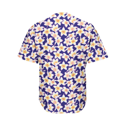 Watercolor Frangipani Flower Print Men's Baseball Jersey