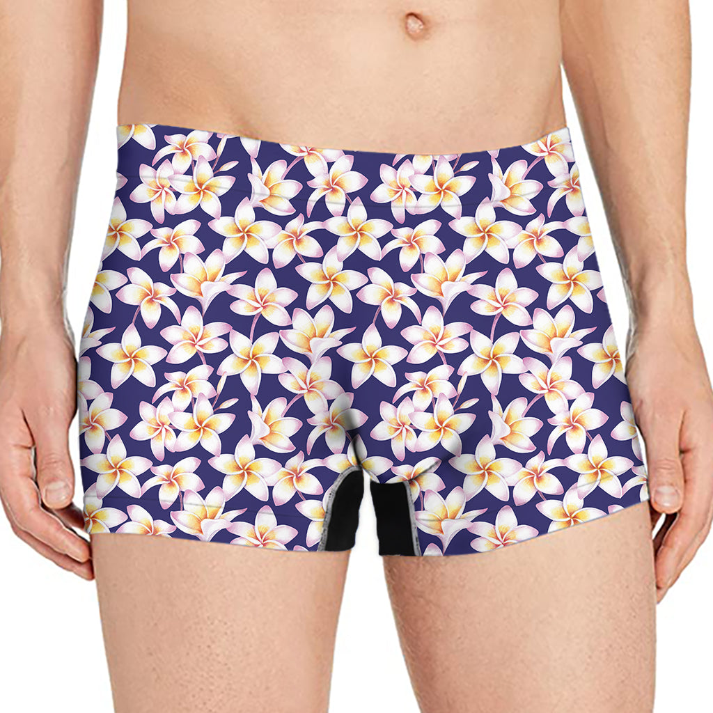Watercolor Frangipani Flower Print Men's Boxer Briefs