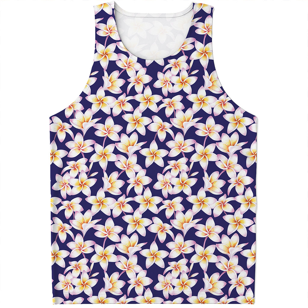 Watercolor Frangipani Flower Print Men's Tank Top