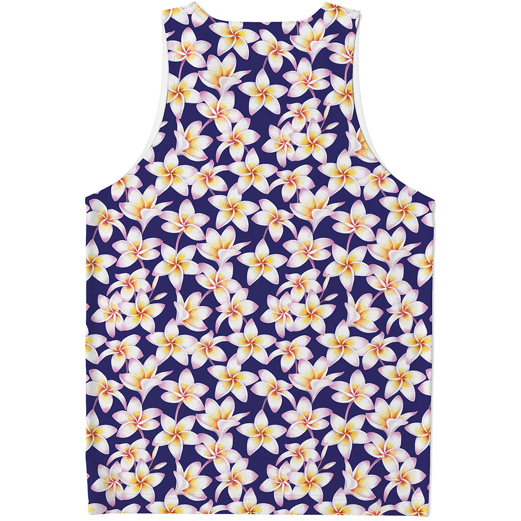 Watercolor Frangipani Flower Print Men's Tank Top