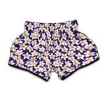 Watercolor Frangipani Flower Print Muay Thai Boxing Shorts