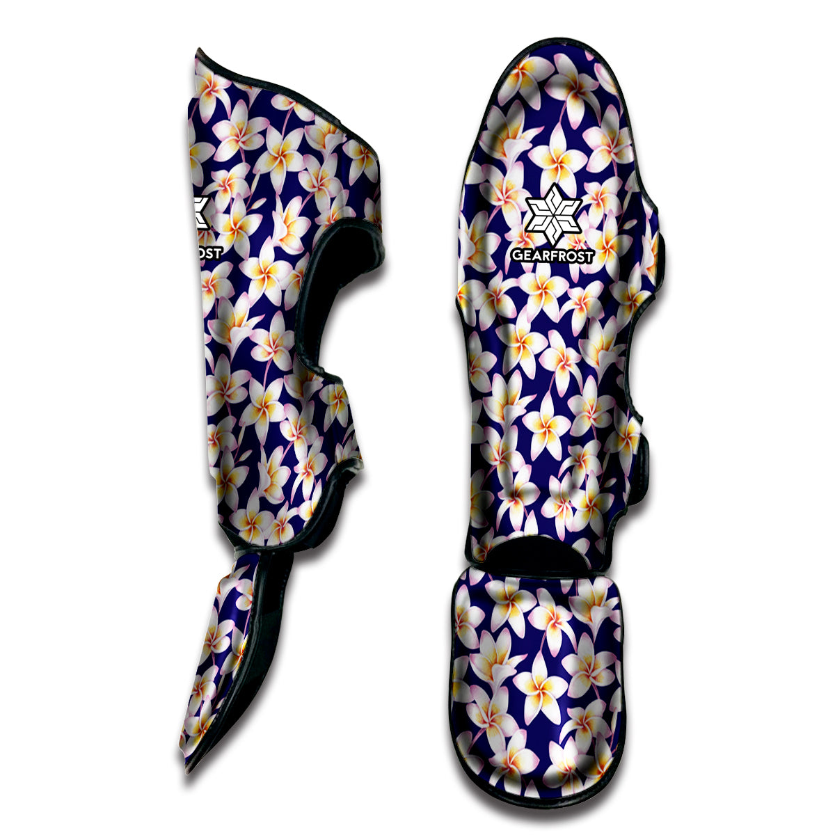 Watercolor Frangipani Flower Print Muay Thai Shin Guard